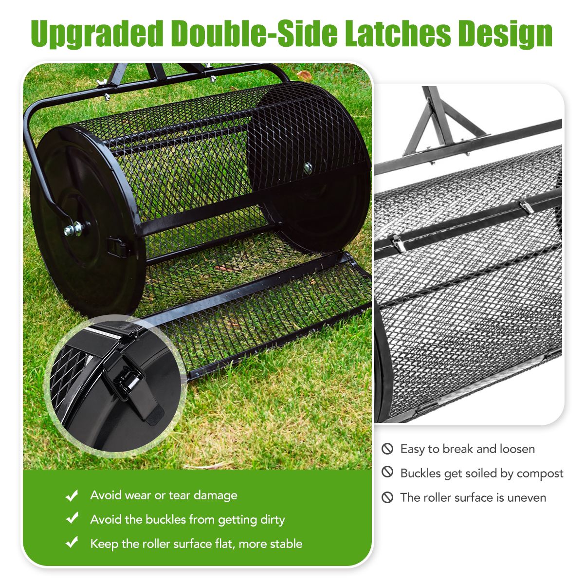 24" Steel Compost Spreader Roller – Effortless Lawn Top Dressing & Overseeding