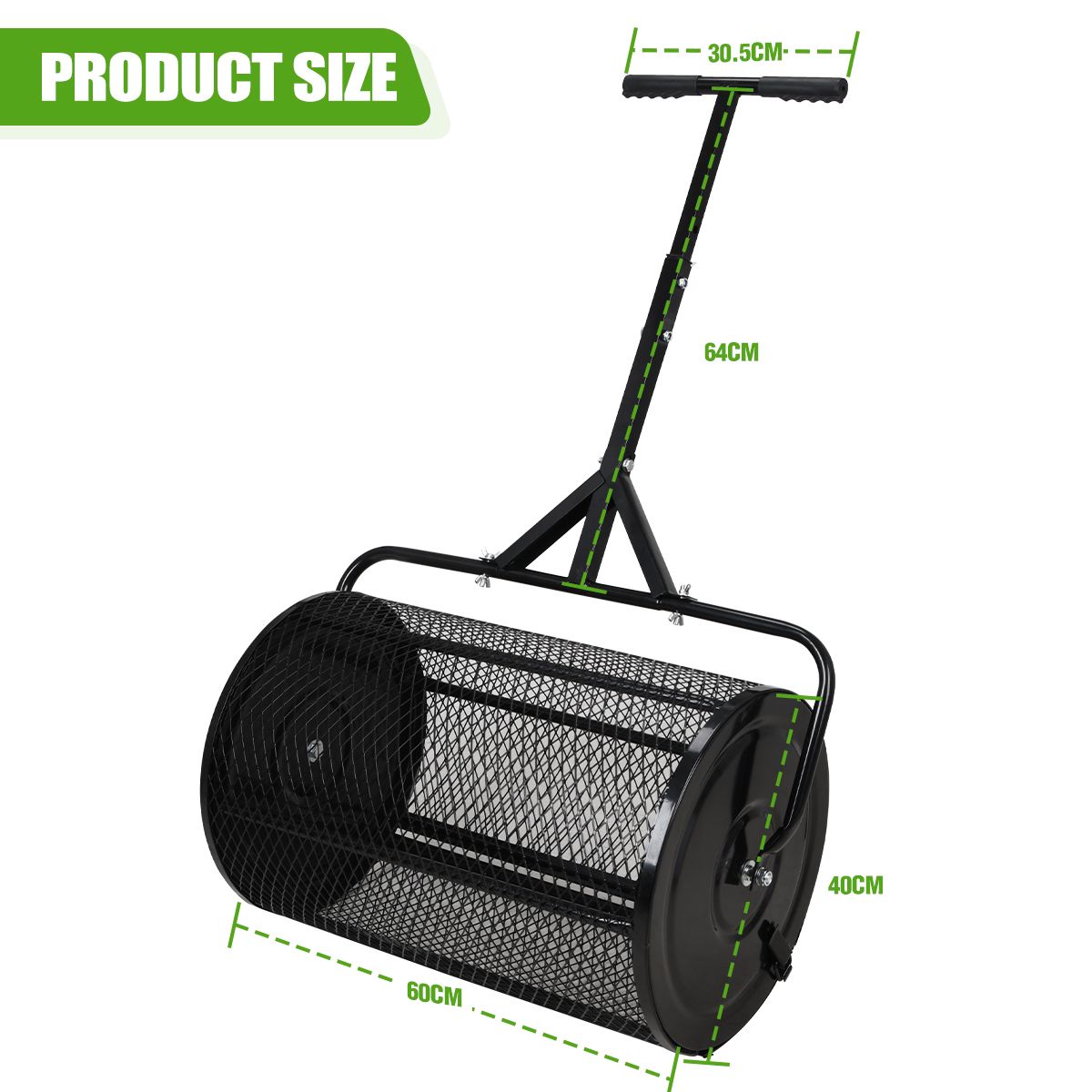 24" Steel Compost Spreader Roller – Effortless Lawn Top Dressing & Overseeding