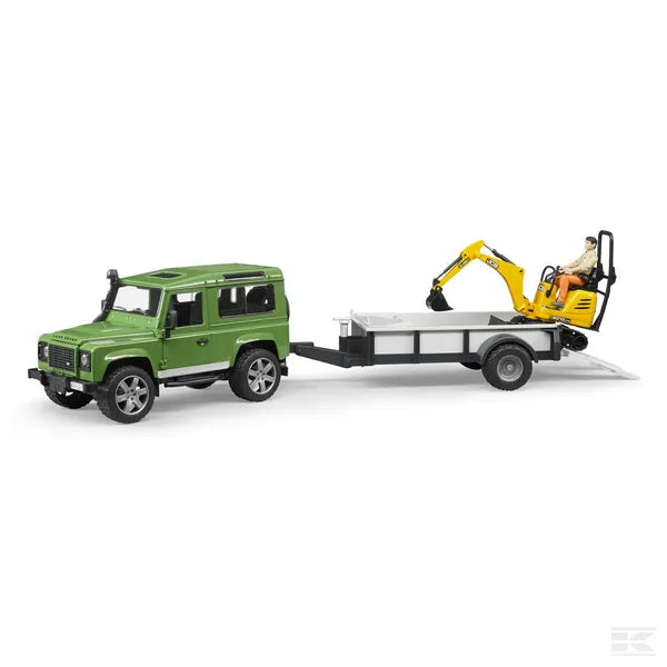 Bruder Toys Land Rover With Trailer And Digger