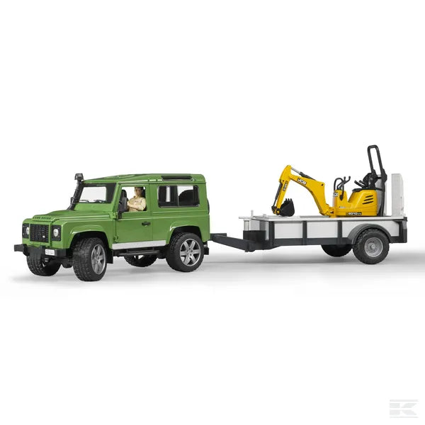 Bruder Toys Land Rover With Trailer And Digger