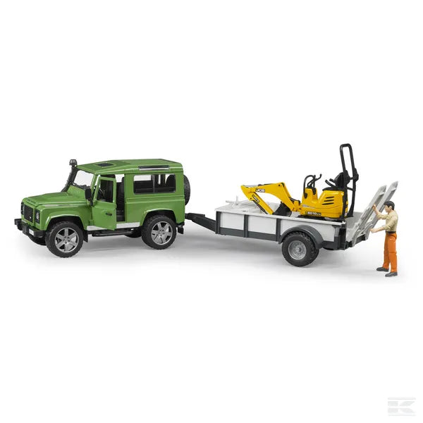 Bruder Toys Land Rover With Trailer And Digger