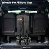 100KG Folding Wagon In Black Heavy Duty Folding Black Trolley Cart for Beach Market Festival Car Boot Outdoor Garden Picnic *Wide Wheels* Adjustable Handle