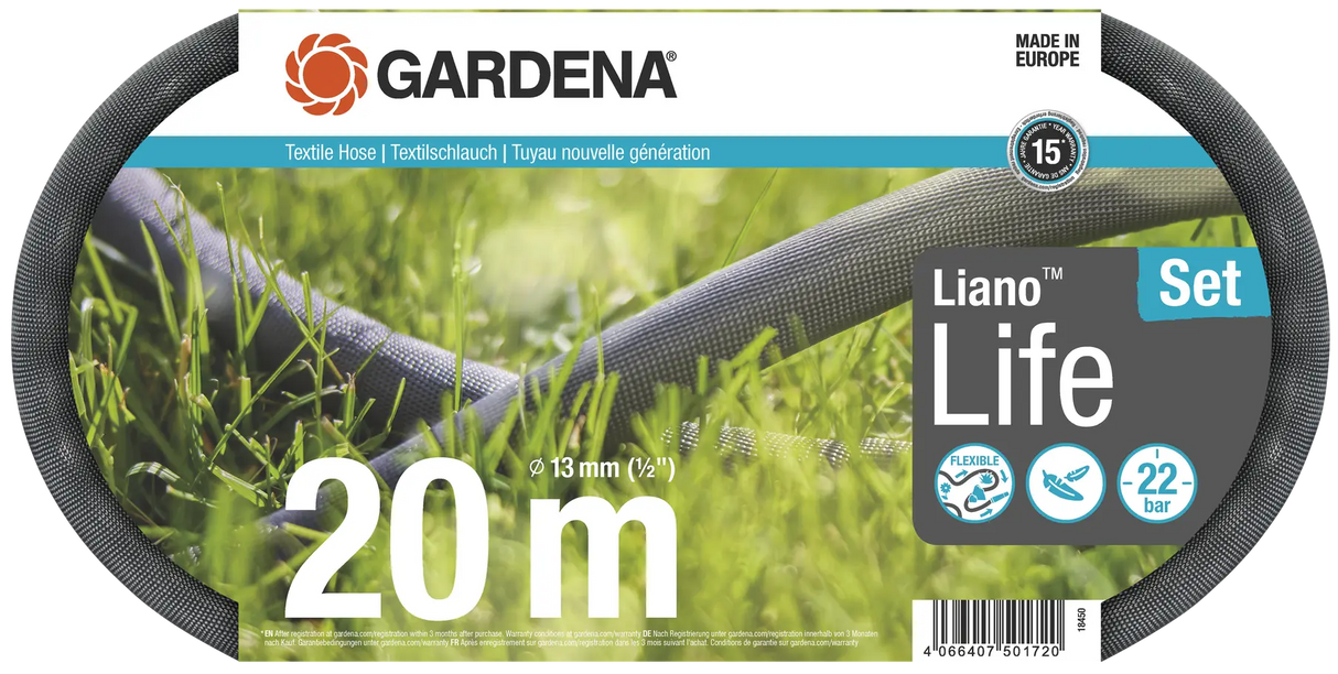 GARDENA Textile Hose Liano™ Life 13 mm (1/2"), 20 m Set
