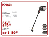 Kress Special Bundle! KG633E.9 Kress 20V KrossPack Brushless Portable Power Cleaner - with 2x 4.Ah Batteries and 1x 2A Charger