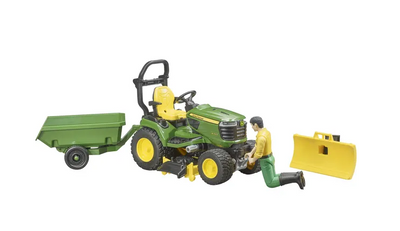 John Deere Lawn Tractor with Trailer and Gardener