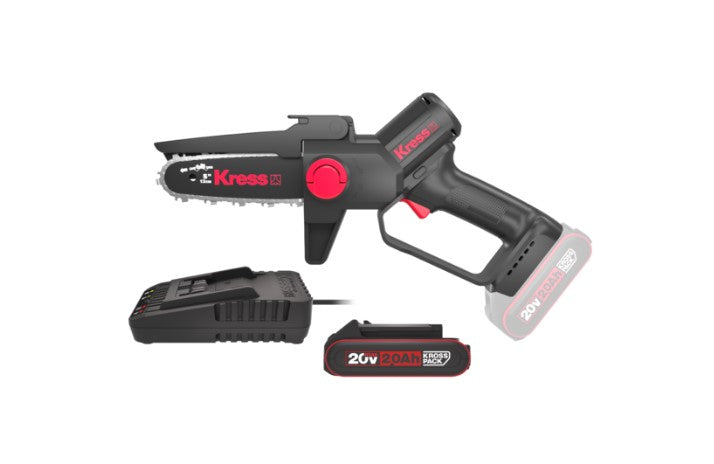 Kress Special Bundle! KG343E.1 Kress 20 V 12 cm brushless one-hand chainsaw - with 4 x 2Ah Battery and 1 x 4A Dual Port Charger