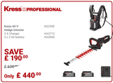 Kress Special Bundle! KG259E Kress 60V 58 cm Cordless Brushless Backpack Hedge Trimmer - with 2 x 2.0Ah Battery & 1 x 3 A Charger