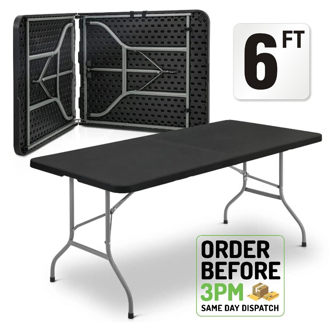 6ft Folding Trestle Table BLACK