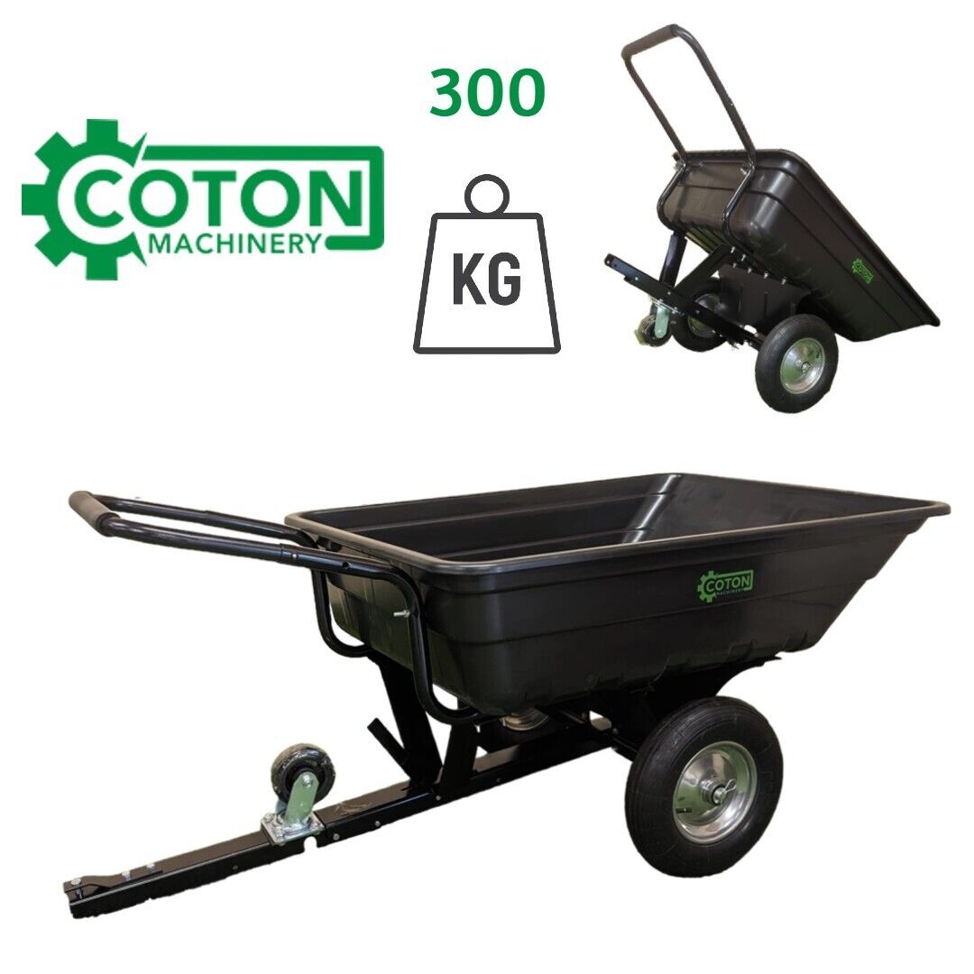 Coton Machinery 300KG Tipping Trailer ATV Quad Ride On Lawn Mower Tractor Garden