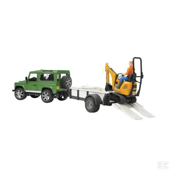 Bruder Toys Land Rover With Trailer And Digger